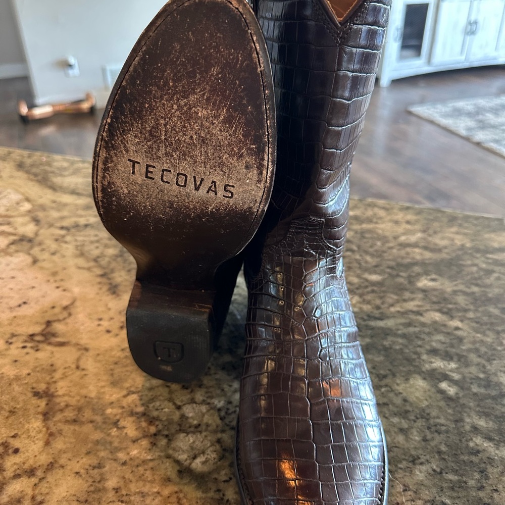 Tecovas Dark Brown Crocodile Boots - Picture 3 of 3